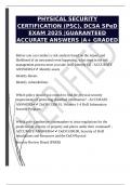 PHYSICAL SECURITY CERTIFICATION &lpar;PSC&rpar;&comma; DCSA SPeD EXAM 2025 &vert;GUARANTEED ACCURATE ANSWERS &vert;A&plus; GRADED