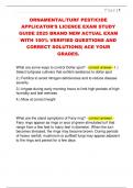 ORNAMENTAL&sol;TURF PESTICIDE  APPLICATOR'S LICENCE EXAM STUDY  GUIDE 2025 BRAND NEW ACTUAL EXAM  WITH 100&percnt; VERIFIED QUESTIONS AND  CORRECT SOLUTIONS&vert; ACE YOUR  GRADES&period;