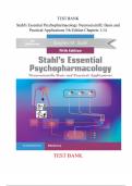 Stahl's Essential Psychopharmacology&colon; Neuroscientific Basis and Practical Applications 5th Ed TEST BANK by Stahl &vert; All Chapters 1-14 NEWEST VERSION
