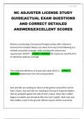 NC ADJUSTER LICENSE STUDY GUIDE&vert;ACTUAL EXAM QUESTIONS AND CORRECT DETAILED ANSWERS&vert;EXCELLENT SCORES