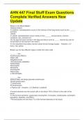 AHN 447 Final Stuff Exam Questions Complete Verified Answers New Update