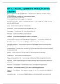 Bio 121 Exam 2 Questions With All Correct Answers