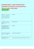  Plumbing Safety &sol; Expert Verified Actual Questions & Answers for Guaranteed Pass &vert; Newest Update&comma; 2025-2026&period; 