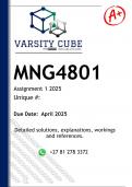 MNG4801 Assignment 1 &lpar;DETAILED ANSWERS&rpar; 2025 - DISTINCTION GUARANTEED 
