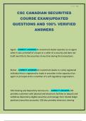 CSC CANADIAN SECURITIES COURSE EXAM&vert;UPDATED QUESTIONS AND 100&percnt; VERIFIED ANSWERS