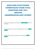 MARYLAND STATE BOARD COSMETOLOGY EXAM CTUAL QUESTIONS AND 100&percnt; VERIFIED ANSWERS&vert;EXCELLENT SCORES