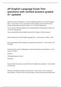 AP English Language Exam Test questions with verified answers graded A&plus; updated