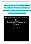 SOLUTIONS MANUAL for Principles of Managerial Finance 16th Edition Chad Zutter and Scott Smart &vert;All  Complete 1-19 Chapters With Questions And Guided Solutions&period;