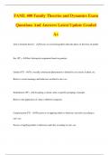 FAML 400 Family Theories and Dynamics Exam Questions And Answers Latest Update Graded A&plus;