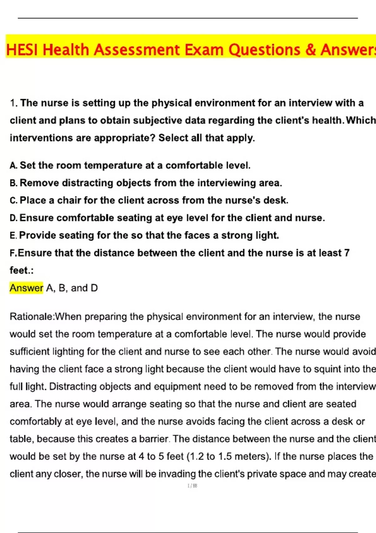 HESI Health Assessment Exam 2025 Actual with Questions & Answers ...