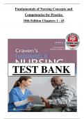 TEST BANK for Fundamentals of Nursing Concepts and Competencies for Practice 10th Edition By Ruth F&period; Craven All Chapters 1-43