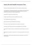 Iowa Life and Health Insurance Test Certification Review Exam Questions And Answers Success Guaranteed&period;