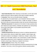 NSG121 &sol; NSG 121 Health Assessment HESI Final Exam&comma; Hesi 1 and 2 Remediation 2026 Actual with Questions & Answers &lpar;Latest 2026 &sol; 2027 Update&rpar; 100&percnt; Guarantee Pass &lpar;Verified Answers&rpar;