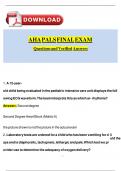 AHA PALS FINAL EXAM &lpar; UPDATED 2025 &rpar; &vert; QUESTIONS WITH 100&percnt; VERIFIED ANSWERS AND COMPREHENSIVE RATIONALES &vert; GRADED A&plus;