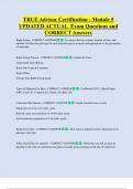 TRUE Advisor Certification - Module 5  UPDATED ACTUAL  Exam Questions and  CORRECT Answers 