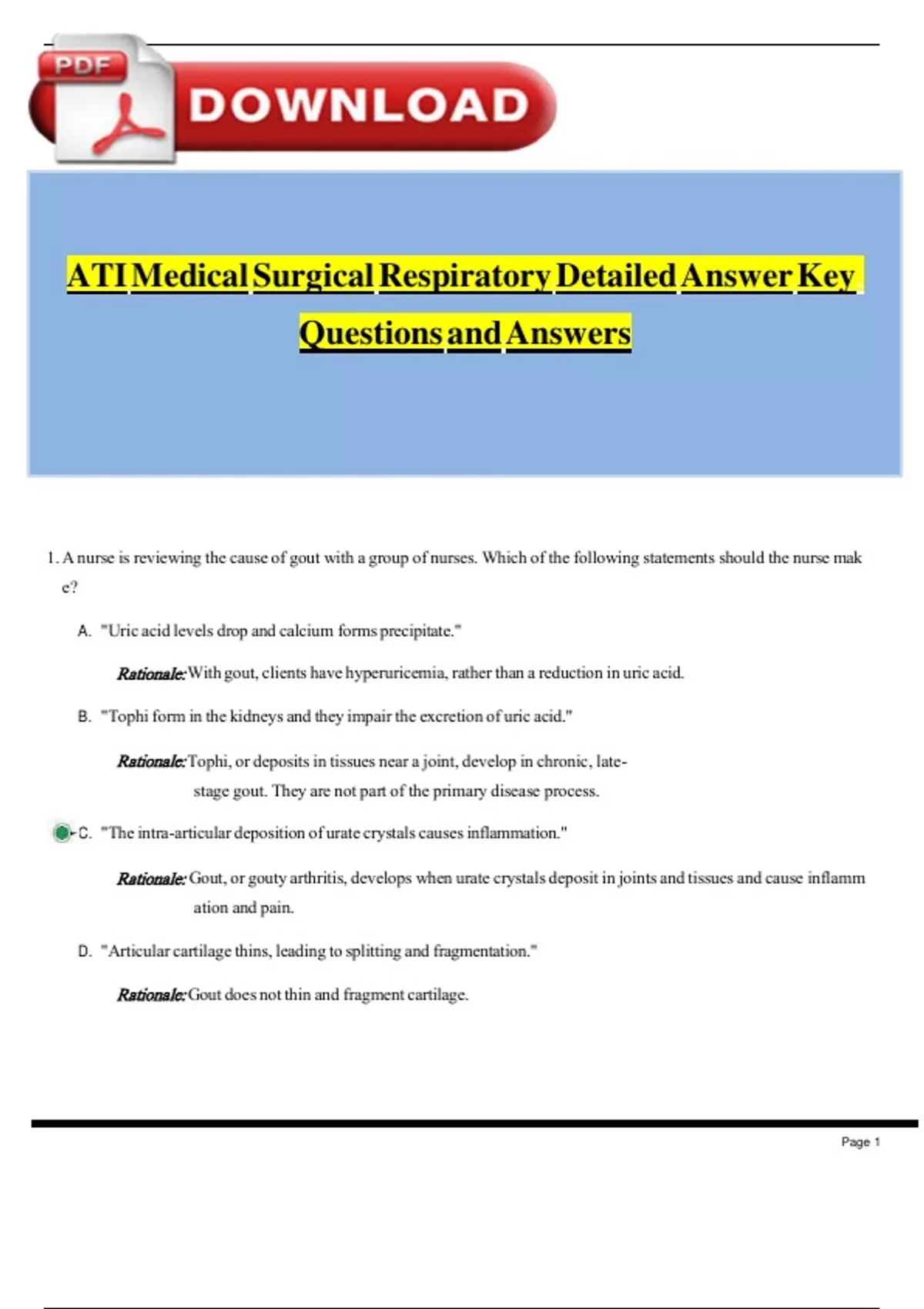 ATI Medical Surgical Respiratory Detailed Answer Key LATEST VERSION ...