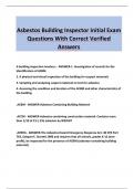 Asbestos Building Inspector Initial Exam Questions With Correct Verified Answers