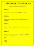  SFSU BIO 230 FINAL EXAM QUESTIONS AND ANSWERS 2025