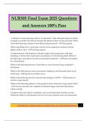 NUR505 Final Exam 2025 Questions and Answers 100&percnt; Pass