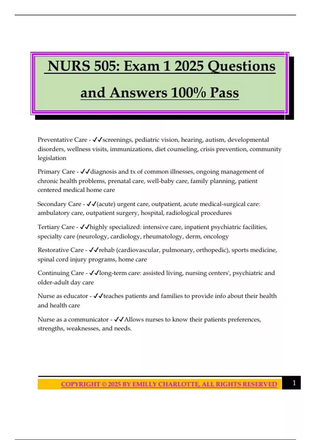 NURS 505: Exam 1 2025 Questions and Answers 100% Pass - NURS 505 ...