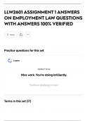 LLW2601 ASSIGNMENT 1 ANSWERS ON EMPLOYMENT LAW QUESTIONS WITH ANSWERS 100&percnt; VERIFIED