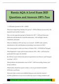Russia AQA A Level Exam 2025 Questions and Answers 100&percnt; Pass