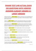 PMHNP TEST LMR ACTUAL EXAM 350 QUESTIONS WITH VERIFIED ANSWERS ALREADY GRADED A&plus; LATEST VERSION