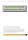 Tapas Unit Test Part 1 Exam 2025 Questions and Answers 100&percnt; Pass