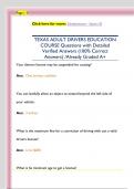 TEXAS ADULT DRIVERS EDUCATION  COURSE Questions with Detailed  Verified Answers &lpar;100&percnt; Correct  Answers&rpar; &sol;Already Graded A&plus;