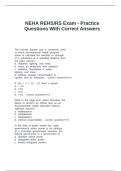 NEHA REHS&sol;RS Exam - Practice Questions With Correct Answers