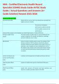 NHA - Certified Electronic Health Record Specialist &lpar;CEHRS&rpar; Study Guide AVTEC Study Guide &sol; Actual Questions and Answers &lpar;A&plus; Guide Solution&rpar; Newest 2025&sol;2026  