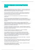 Florida Adjuster Licensing Practice Exam Questions and Answers