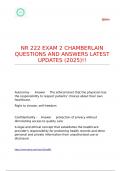 NR 222 EXAM 2 CHAMBERLAIN QUESTIONS AND ANSWERS LATEST UPDATES &lpar;2025&rpar;&excl;&excl;