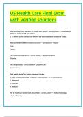 US Health Care Final Exam with verified solutions
