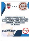 MNO2603 ASSIGNMENT 3 &lpar;COMPLETE ANSWERS&rpar; SEMESTER 1 2025 - DUE 30 APRIL 2025&semi;100&percnt; CORRECT AND TRUSTED SOLUTIONS