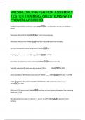 BACKFLOW PREVENTION ASSEMBLY  TESTER TRAINING QUESTIONS WITH  PROVEN ANSWERS 