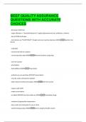 BEEF QUALITY ASSURANCE  QUESTIONS WITH ACCURATE ANSWERS