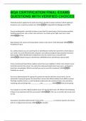 BQA CERTIFICATION FINAL EXAMS  QUESTIONS WITH VERIFIED CHOICES 
