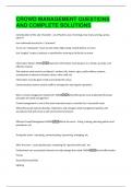 CROWD MANAGEMENT QUESTIONS  AND COMPLETE SOLUTIONS 