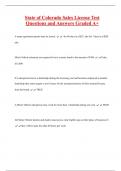 State of Colorado Sales License Test Questions and Answers Graded A&plus;
