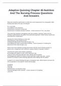 Adaptive Quizzing Chapter 45 Nutrition And The Nursing Process Questions And Answers