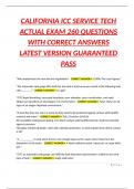 CALIFORNIA ICC SERVICE TECH ACTUAL EXAM 260 QUESTIONS WITH CORRECT ANSWERS LATEST VERSION GUARANTEED PASS