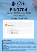 FIN3704 Assignment 3 &lpar;ANSWERS&rpar; Semester 1 2025 - DISTINCTION GUARANTEED