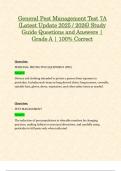General Pest Management Test 7A &lpar;Latest Update 2025 &sol; 2026&rpar; Study Guide Questions and Answers &vert; Grade A &vert; 100&percnt; Correct