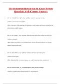 The Industrial Revolution In Great Britain Questions with Correct Answers
