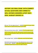 HISTORY 102 FINAL EXAM  WITH CORRECT ACTUAL QUESTIONS AND CORRECTLY WELL DEFINED ANSWERS LATEST 2025 - 2026  ALREADY GRADED A&plus;  