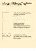 Cardiovascular NCLEX Questions&sol; Actual Questions & Verified Answers Updated&comma; 2025 &sol; 2026&period;