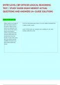 ENTRY-LEVEL CBP OFFICER LOGICAL REASONING TEST &sol; STUDY GUIDE EXAM NEWEST ACTUAL QUESTIONS AND ANSWERS &lpar;A&plus; GUIDE SOLUTION&rpar;  