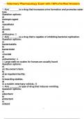 Veterinary Pharmacology Exam with 100&percnt;vVerified Answers