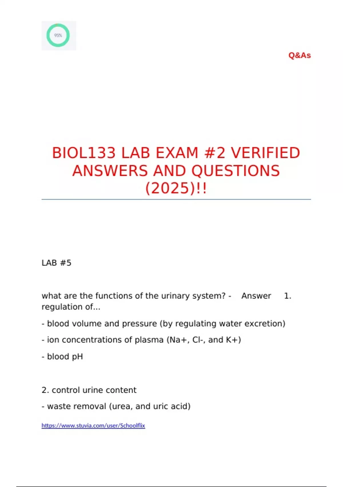 BIOL133 LAB EXAM 2 VERIFIED ANSWERS AND QUESTIONS (2025)!! Biol 133